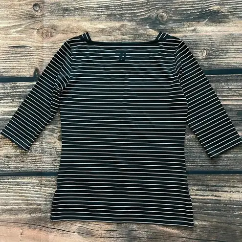 FootJoy Women's XS Black/White Striped 3/4 Sleeve Blouse