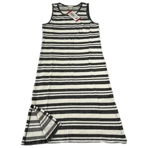 matty m NWT Sz Medium Sporty Midi Dress Heather Gray Grey White Stripes NEW