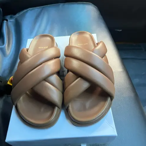 ANINE BING Lizzie Slide Sandal Cognac Brown Tan 38