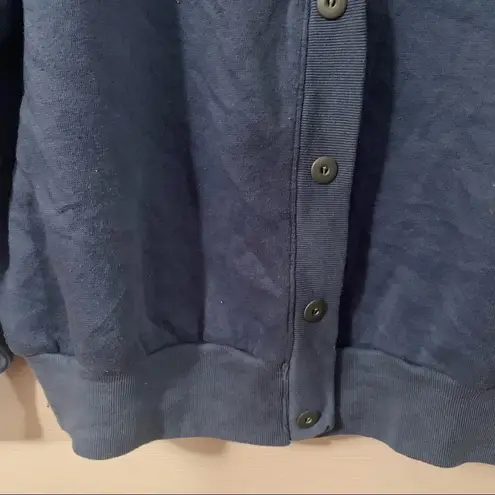 PHR Basics Cardigan Sweater Blue Mockneck Floral Size L