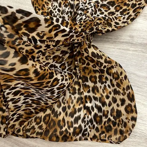 Smart & Sexy swim Tan, Brown & Black Leopard Print Sheer Bathing Suit Wrap S/M