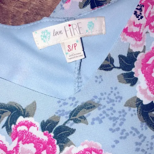 Love, Fire Love Fire size small blue floral slip summer dress