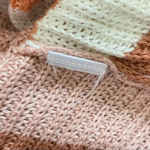 Cage Multicolor Colorblock Twist Back Lightweight Sweater Size Large Pastel Pink