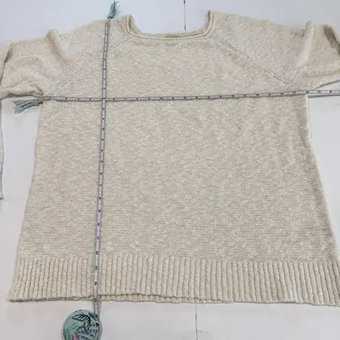 LL Bean Cream Midweight Cotton Slub Rollneck Pullover Sweater Size XL