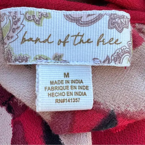 Band Of The Free Polly Red Floral Flowy Faux Wrap V Neck Maxi Dress Size M Size M