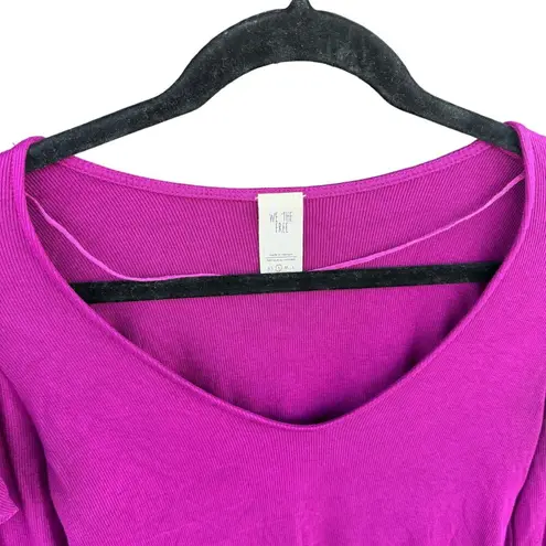 We The Free  People On Rewind Pink Ruffled Shoulder Longsleeve Blouse