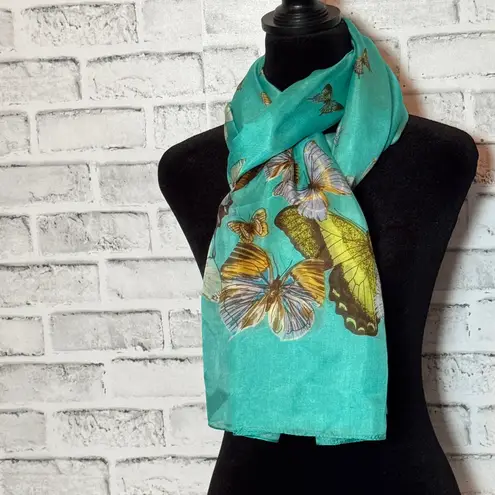 Butterfly Print Women's Scarf, pictures don’t do it justice beautiful piece Blue Size undefined