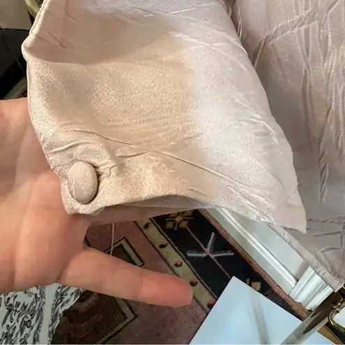 Amanda Smith Vintage Pink Satin Blouse Textured Long Sleeve Button Top Sz 10