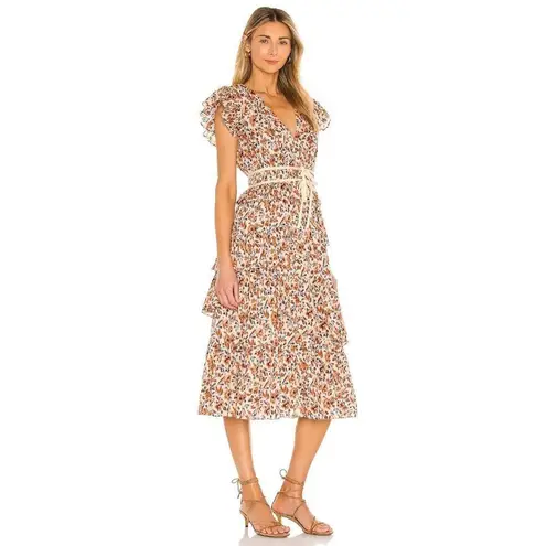 Ulla Johnson Printed Madeline Dress in Cream 4 Womens Midi Floral Bohemian