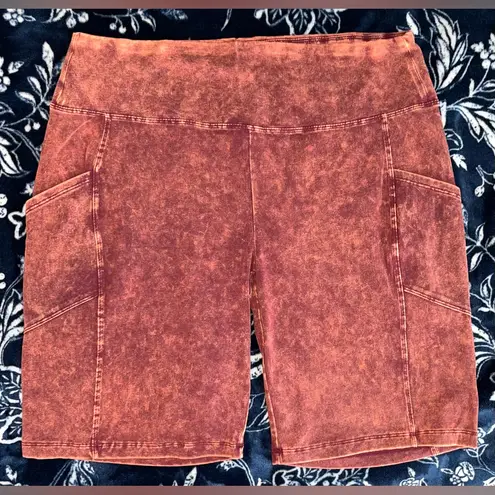 Zenana Outfitters NEW! Plus Size Mineral Wash Biker Shorts w/ Pockets 3X Waist 18-21”