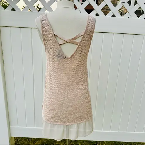 August Silk Women's Cross Back Ruffle Hem Sleeveless Top