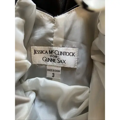 Jessica McClintock Gunne Sax Black White Polka Dot Twist Tulle Strapless Dress 3