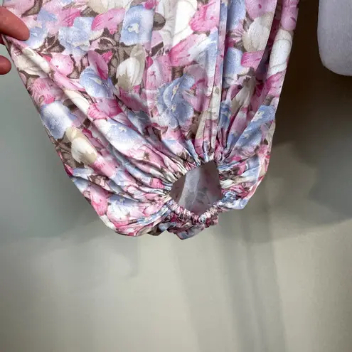 Petal + Pup Kelsey Top Womens 2 Pink Floral Cropped Long Sleeve Tie Topper New