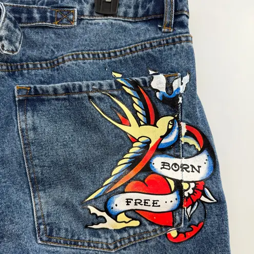 Ed Hardy Jeans Y2K Born Free Bird 90's womens Size 34 X 32 Baggy WIDE LEG Skater