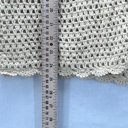 Vintage Crocheted Linen Cardigan Open Knit Travel Vacation Coverup Beach Sea Yellow Size 1X