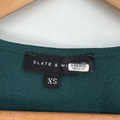 Slate + Willow Balloon Sleeve Wrap Top in Hunter Green True Wrap 3/4 Sleeves XS