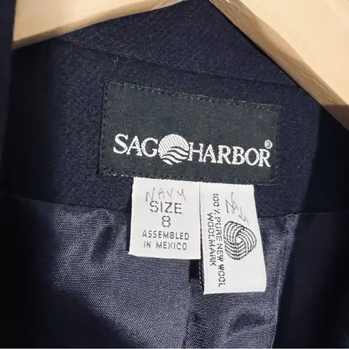Sag Harbor‎ Navy Wool Blazer One Button With Pockets Size 8 Purple