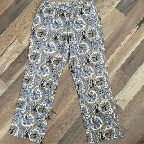 Ecco Paisley Brown Tan Wide Leg Pants Size 8