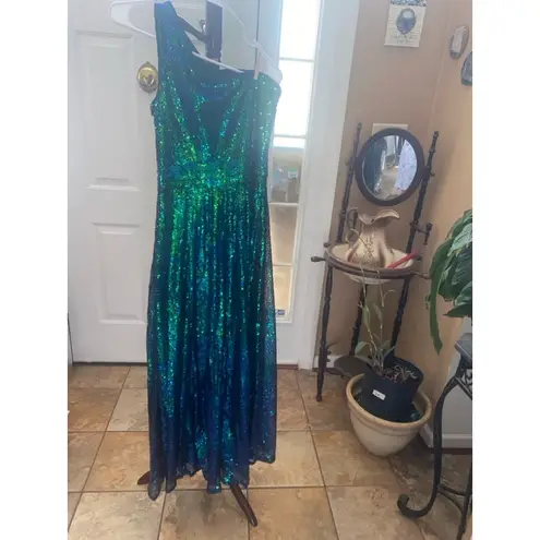 Women's Kate Kasin Sequin Gown Size 6 Green Blue
