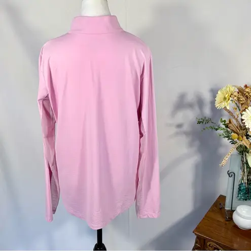 IBKUL Textured Solid UPF50+ 1/4 Zip Long Mesh Sleeve Sun Shirt in Soft Pink~XL💛 Pink