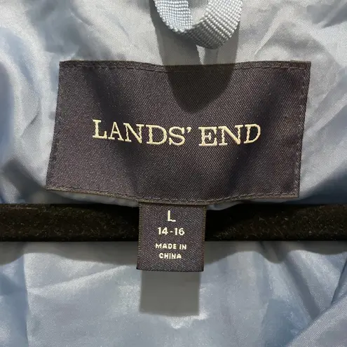 Lands' End Lands’ End Blue Zip / Button Up Hooded Rain Jacket Large