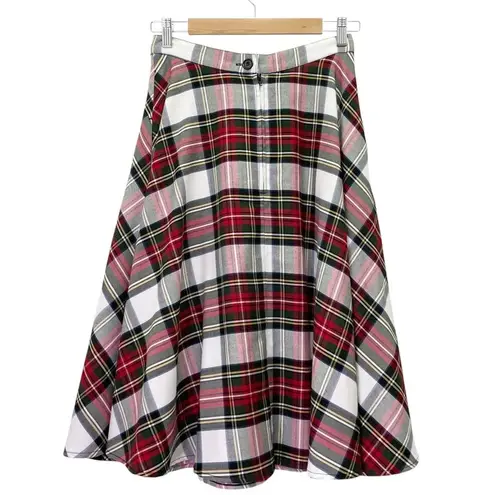 Hell Bunny Vixen Plaid Midi Skirt Red Green Tartan Swing Circle Skirt Size Small