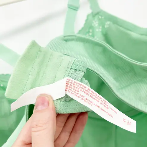 Colsie Womens Coquette Eyelet Corset Bralette Crop Top Size 2X Mint Green