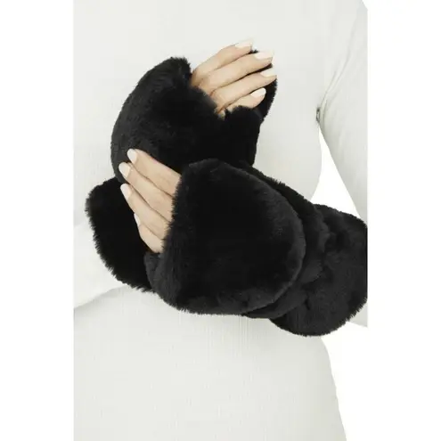 Apparis Coco Faux Fur Mittens in Noir One Size New Womens Gloves Black