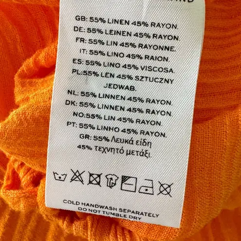 Faithfull the Brand Rupina Flare Leg Crinkle Pants Tangerine Size 4 NWT