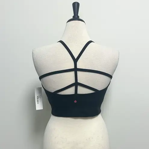 Kira Grace Black Warrior Y Back Crop Top Sports Bra Scoop Neck Shelf Bra Medium