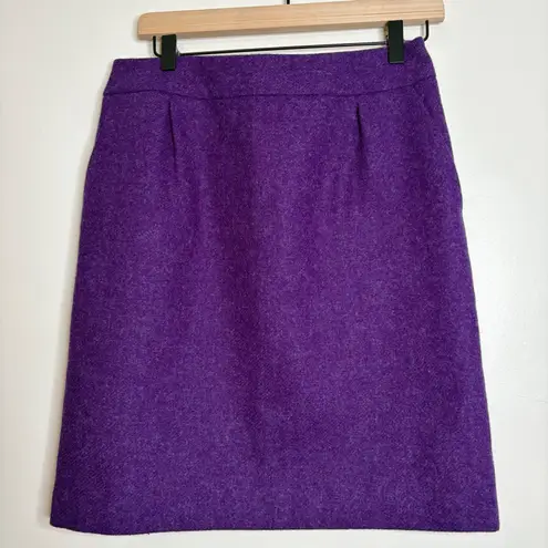 Boden Purple Wool Blend A Line Skirt Pockets Front Zipper Back Women US Size 6L