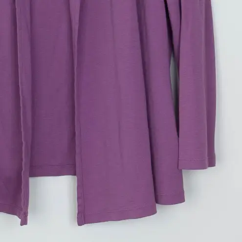 LL Bean Womens Cardigan 100% Supima Cotton Open Front Shawl Collar Size L Purple Size L