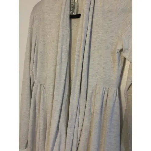 Kische Drape Cardigan Lightweight Open Front Comfy Knit Heather Gray S