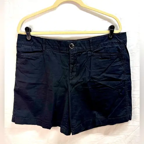 intro. | Women’s Flat Front Comfort Waist Cotton Black Shorts | Size 14
