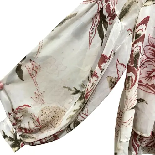 Lucky Brand  floral lily bohemian loose chiffon print spring summer blouse - Image 3