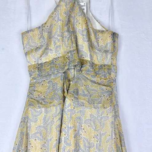 Likely Lucy Dress Size 8 NEW Green Tea Multi Lined Cut Out Hem Slit Georgette