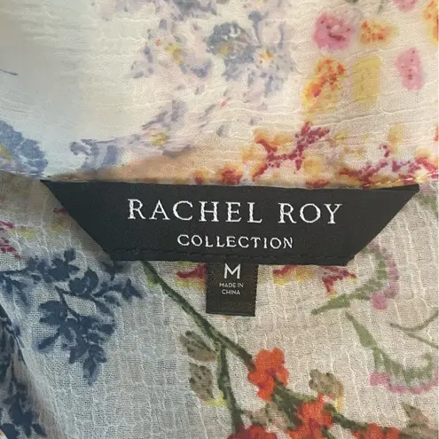 Rachel Roy Collection Tuesday Neck Sheer Floral Blouse Size Medium