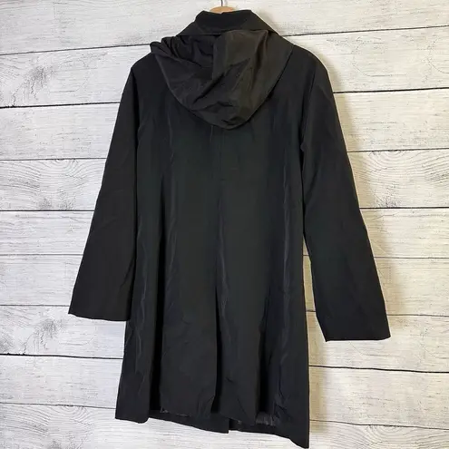 London Fog FOG By  Women's Black Hooded Jacket Size Medium Trench Coat