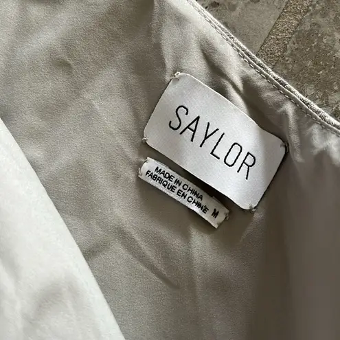 Saylor Ann Woodgrain Jacquard Mini Dress, Silver Size M EXCELLENT!