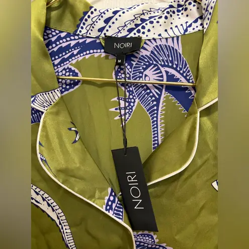 Noli YOGA-Noiri Dragon Print Pajama Set NWT Olive Green Satin Top & Pants Size M