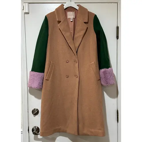 Hutch Blaire Coat Double Breasted Nude Green Lavender Size Small NWOT Timeless
