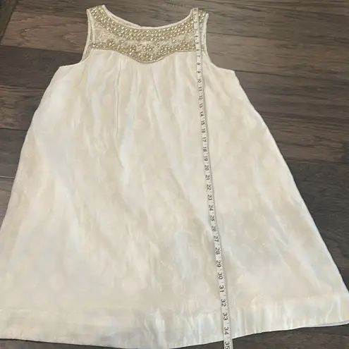 Maeve Anthropologie Graced White Beaded Jeweled Embellished Swing Dress Sz