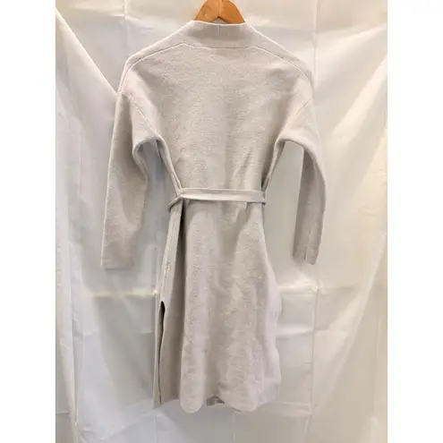 Wilfred Aritzia Belize Belted Cardigan Sweater Merino Wool Heather Gray Pockets Size XS