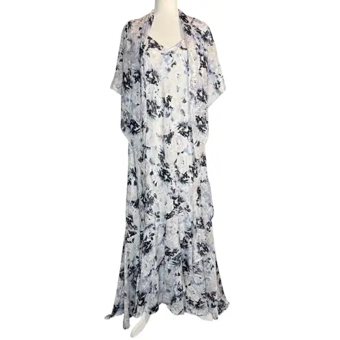 Alex Evenings Alex Evenings Midi Maxi Asymmetrical Dress Wedding Party Floral Shawl 24W 3X - Image 3