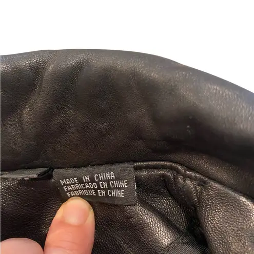 Vintage Y2K Tibor Classic soft Black Leather Jacket zip up pockets Size L