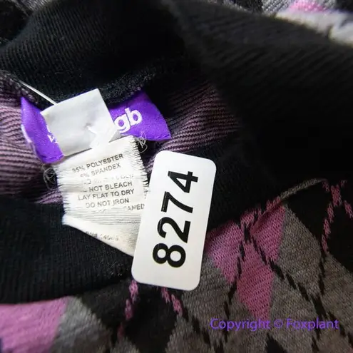 Unique Vintage Adorable Purple & Pink Argyle Sweater Dress women plus size 1X