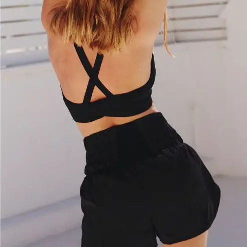 FP Movement Black Athletic Shorts with Dolphin Hem