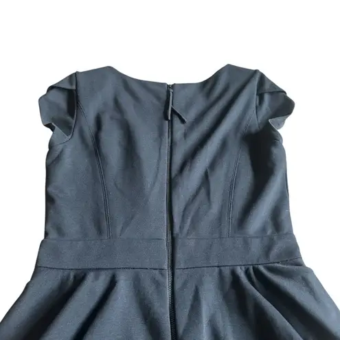 Rebecca Taylor Black Knit Peplum Dress Short Sleeve Sheath Flattering Size 6