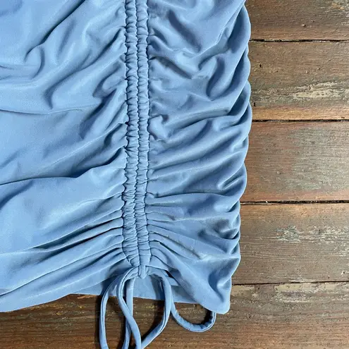 Iris  Ruched Adjustable Baby Blue Spaghetti Strap Mini Dress - Sz 1X 💛🎀