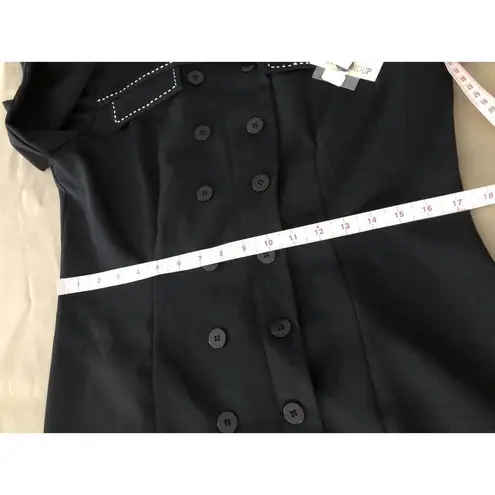 Bahari Group Womens Black Solid Polyester Buttons Front Long Overcoat Si… Size 10